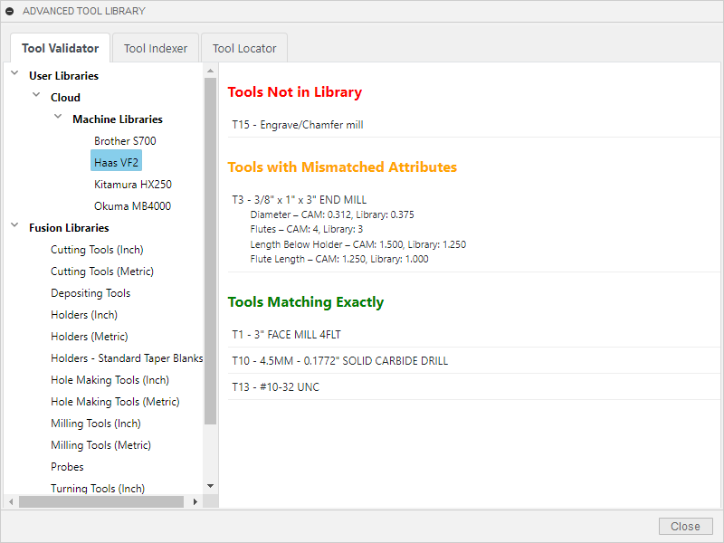 Tool Validator Palette